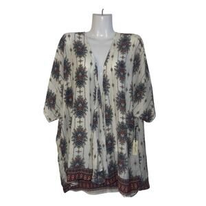 Liberty Love Open Front Kimono Top Size 3XL Artsy Bohemian Lightweight NWT